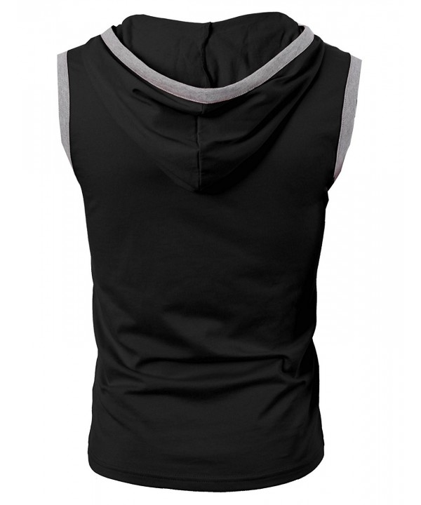 Men's Workout Hooded Tank Tops Sleeveless Gym Shirts With Kangaroo ...