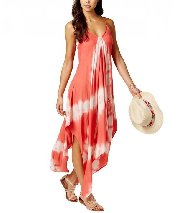 Tie Dye Handkerchief Dress Cover Up Coral