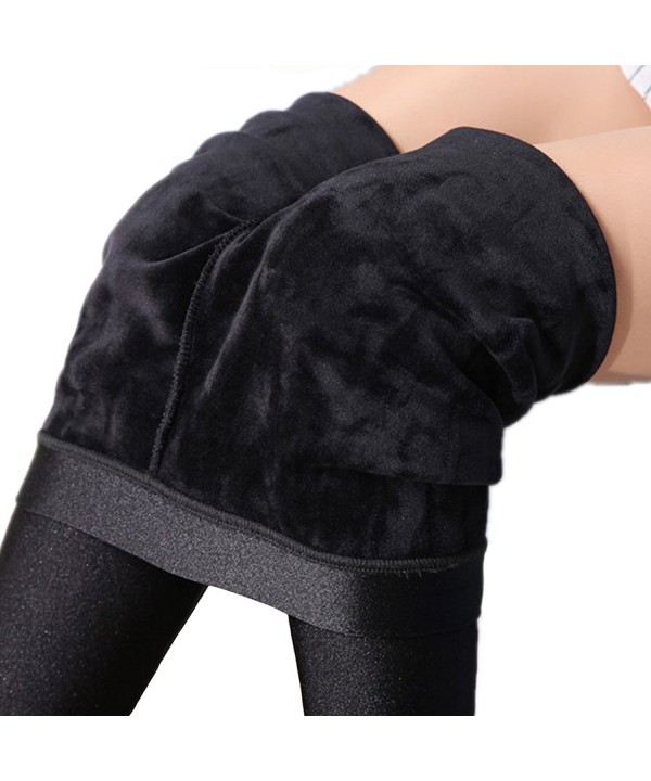 Winter Pants Elastic Waist Velvet Shinny Stretch Trouser Warm Thick ...