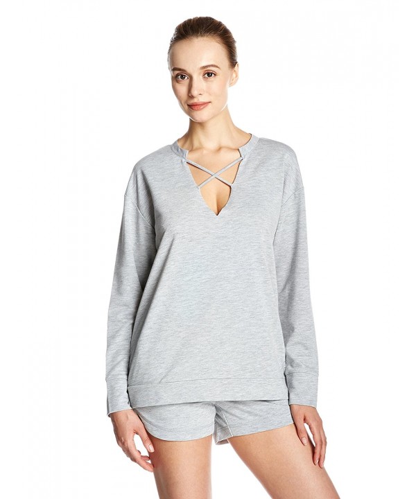Womens V Neck Sleeves Pullover Heather