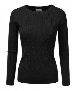 DRESSIS Womens Ribbed Shoulder Sweater