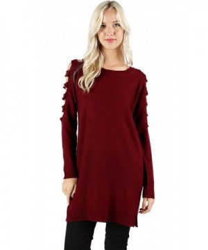 2LUV Womens Shoulder Sweater Burgundy