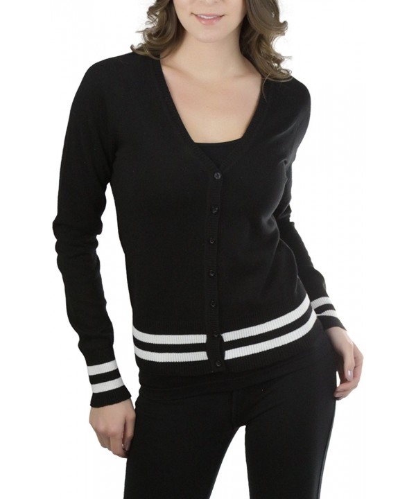 ToBeInStyle Womens Two Line V Neck Cardigan