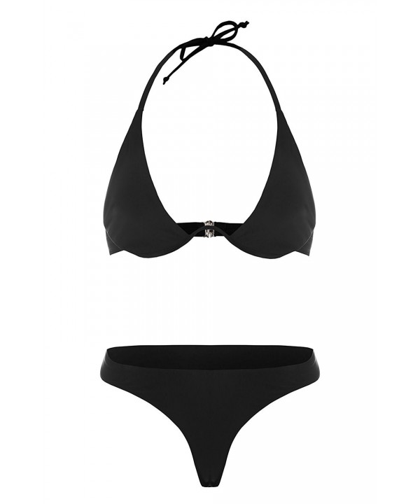 Womens Swimsuits Bikini Two Pieces Halter Neck Triangle Thong Swimwear ...