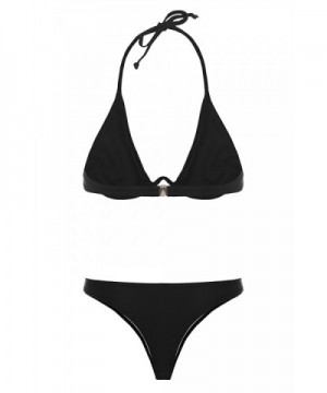 Womens Swimsuits Bikini Two Pieces Halter Neck Triangle Thong Swimwear ...