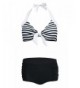 QingLemon Striped Backless Swimsuit Blackstripe
