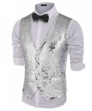 Men's Slim Fit Shiny Sequins Vest waistcoat For Party-Wedding-Christmas ...