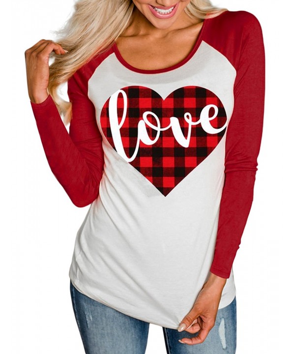 TECREW Womens Raglan T Shirt Valentines
