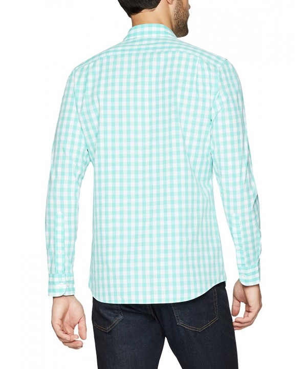 Men's Slim-Fit Long-Sleeve Large-Scale Gingham Shirt - Green/white ...