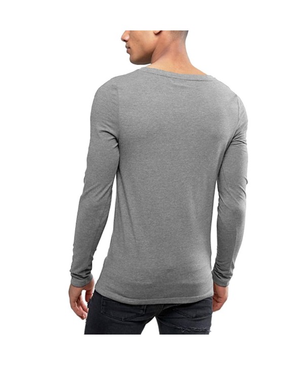 OA Men's Extreme Muscle Fit Long Sleeve T-Shirt With Boat Neck - Grey ...
