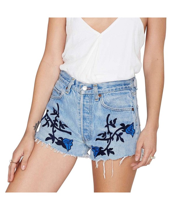 Tengo Womens Embroidered Flowers Shorts