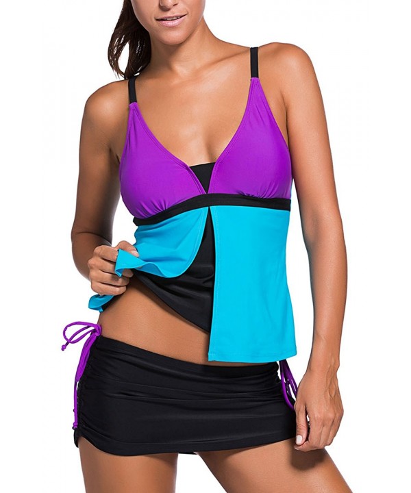 Womens Fashion Tankini Swimsuit SNS333 Purple Large