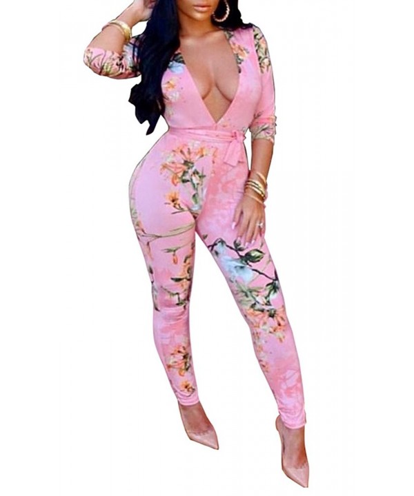 piece skinny Rompers Jumpsuit Pink XL
