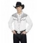 Cotton Blend Embroidery Western Shirt White Small
