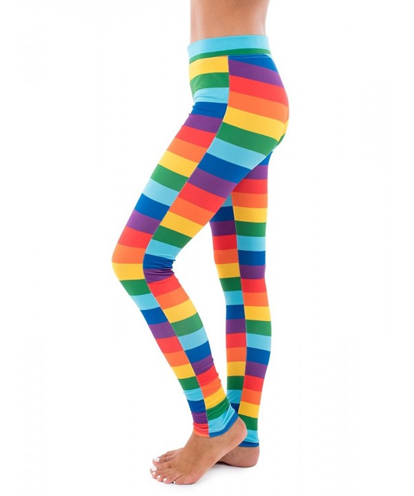 Striped Rainbow Leggings - Neon Rainbow Tights for Women - CG12K35F7X3