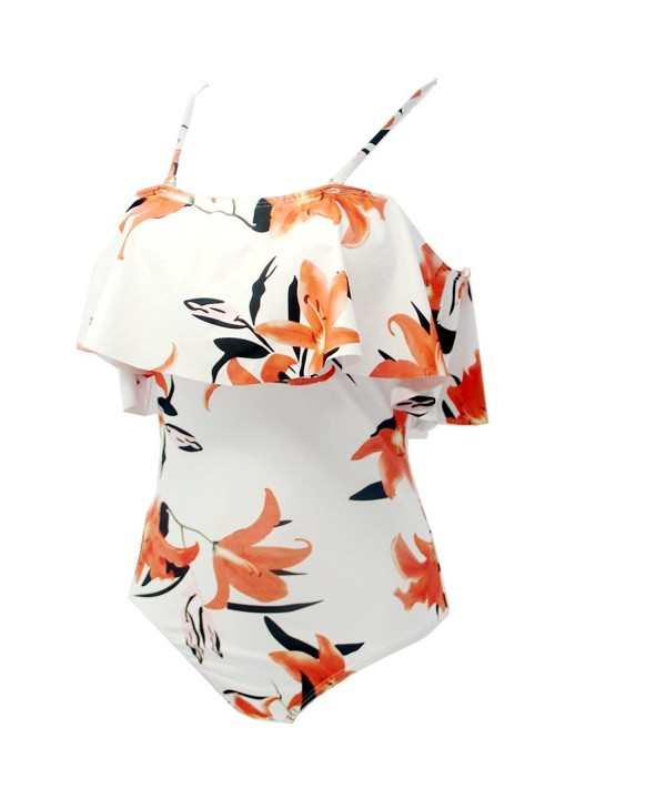 Printed Flounce Swimsuit Shoulder Monokini