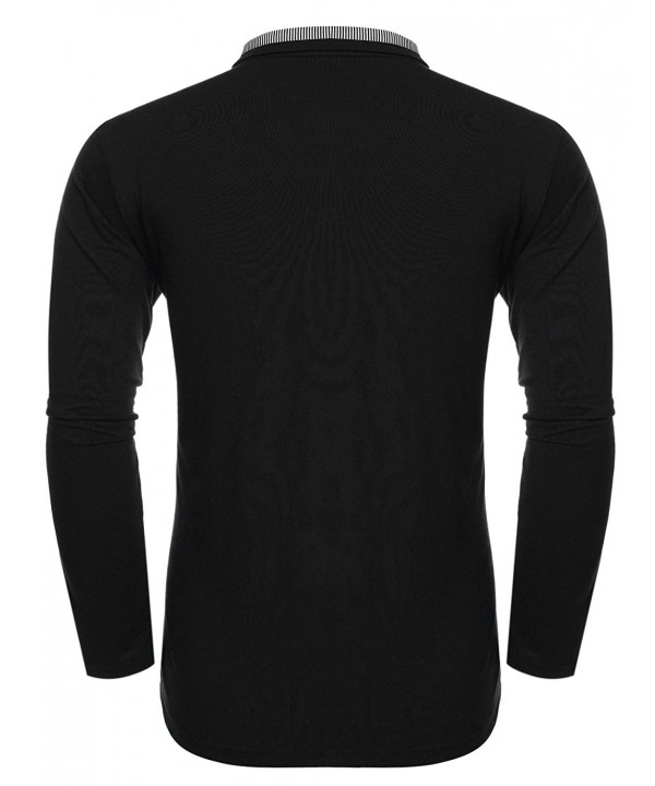 Men's Long Sleeve Slim Fit Casual Polo Shirt Fashion T Shirt - Solid ...