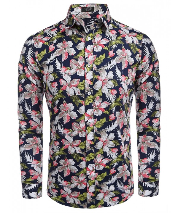 COOFANDY Floral Sleeve Casual Button