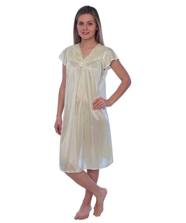 Womens Tricot Sleeve Nightgown Yellow