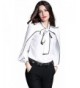 DIFANER Blouses Sleeve Collar Button Down