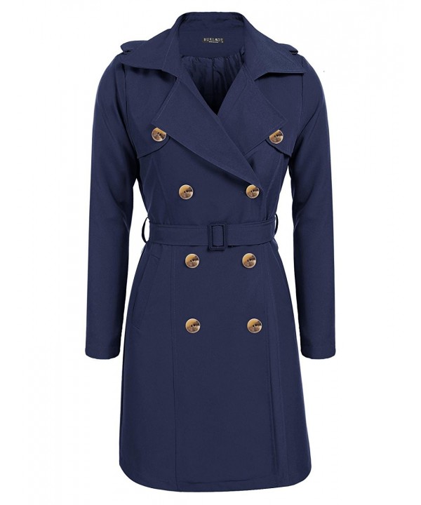 BURLADY Womens Lapel Double Breasted Trench