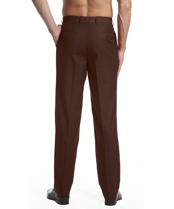 Men's Dress Pants Trousers Flat Front Slacks CHOCOLATE BROWN Color ...