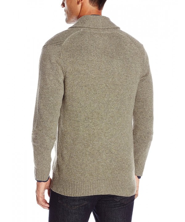 Men's Long Sleeve Shawl Collar Cardigan Sweater - Taupe - CH12CV2I9V3