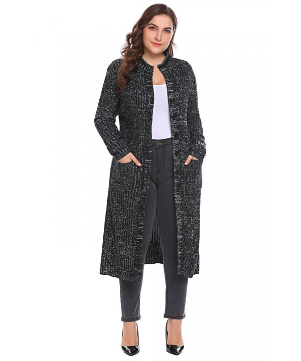 Clothing plus size black cardigan with pockets women online