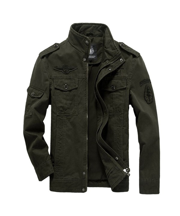 Kolongvangie Mens Casual Bomber Jacket Windbreaker Outdoor Sportswear Military Style Coat 